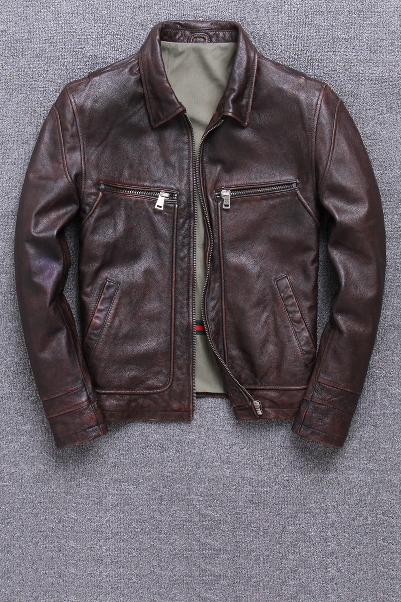 Casual Lapel Motorcycle Leather Jacket-xinru shop