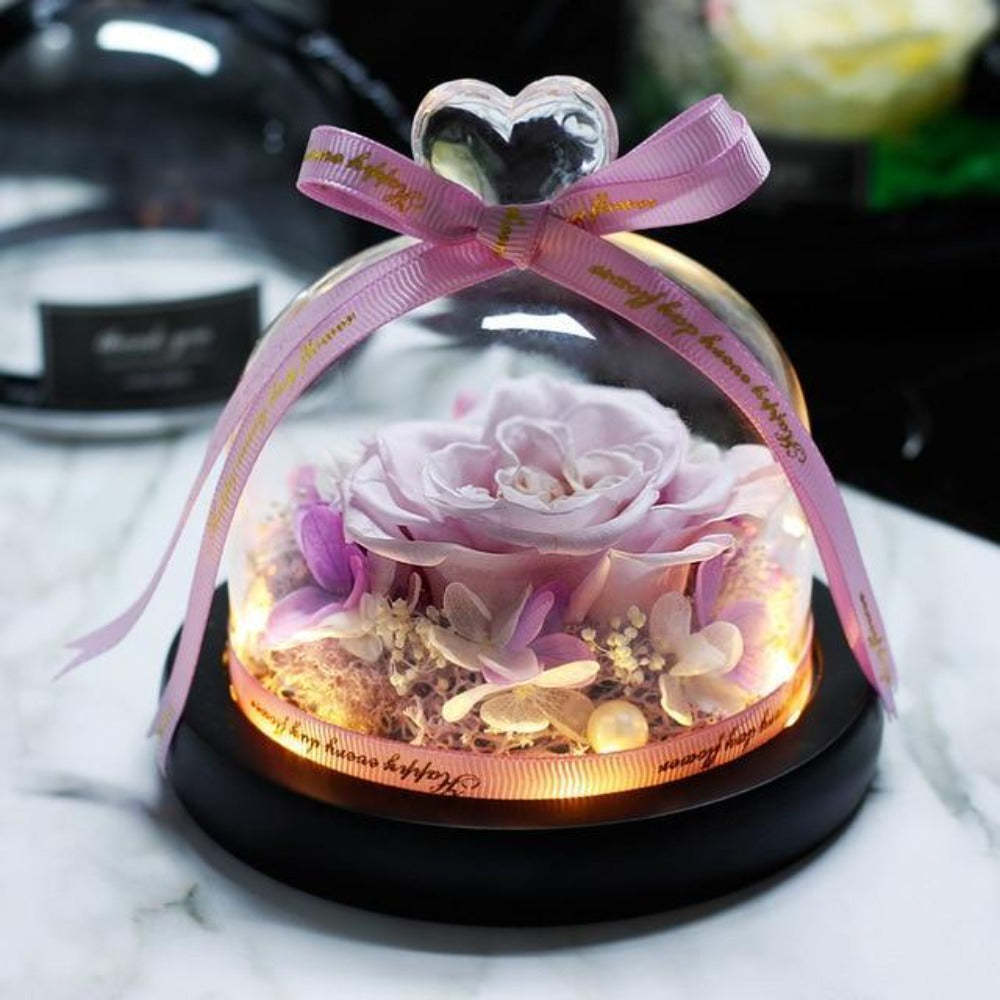 Mother's Day Gift Immortal Enchanted Rose Glass Heart Dome-xinru