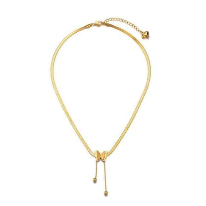 Delicate Butterfly 18K Gold Plated Necklace Pendant-xinru