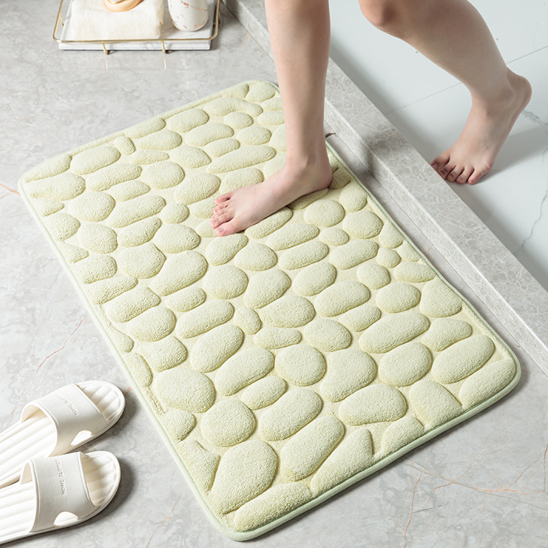 Pebble Bath Mat Bath Rug Non-slip Pebble Stone Bathroom Carpet Toilet Floor Mat Door Mat | Whiteflip