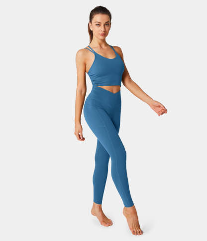 Cloudful® Crossover Pocket Plain 7/8 Leggings-xinru shop