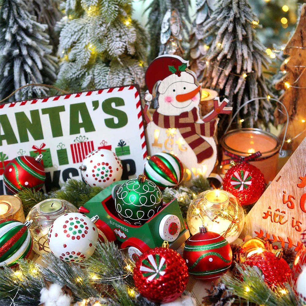 Traditional Painted Christmas Ball Ornaments for Xmas Tree, Set of 30-xinru shop