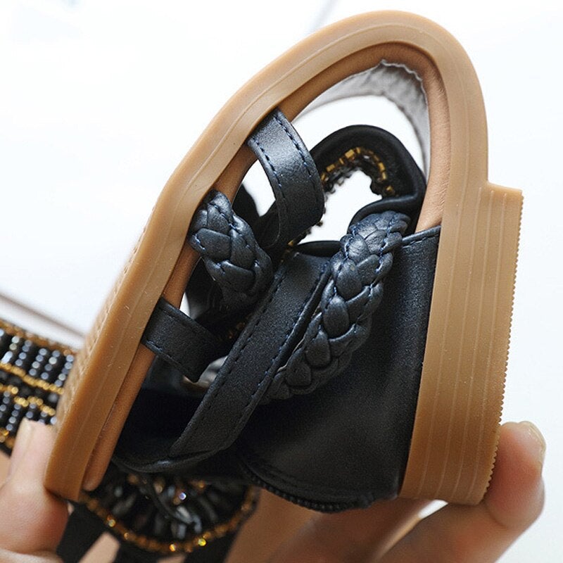 Summer Bohemia Soft Wedge Sandals For Women Beach Shoes-xinru