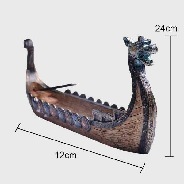 Viking Dragon Boat Waterfall Incense Burner Ceramic Holder-xinru