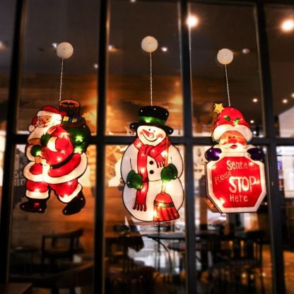 Santa Claus Led Sucker Window Hanging Lights Christmas Decoration Atmosphere Scene Decoration Holiday Decoration Lights-xinru shop