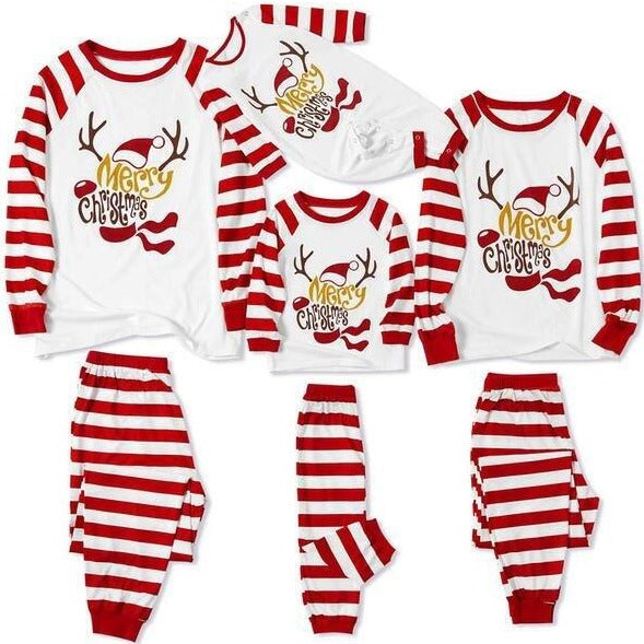 Letter Striped Print Family Matching Christmas Plus Size Pajamas-xinru shop