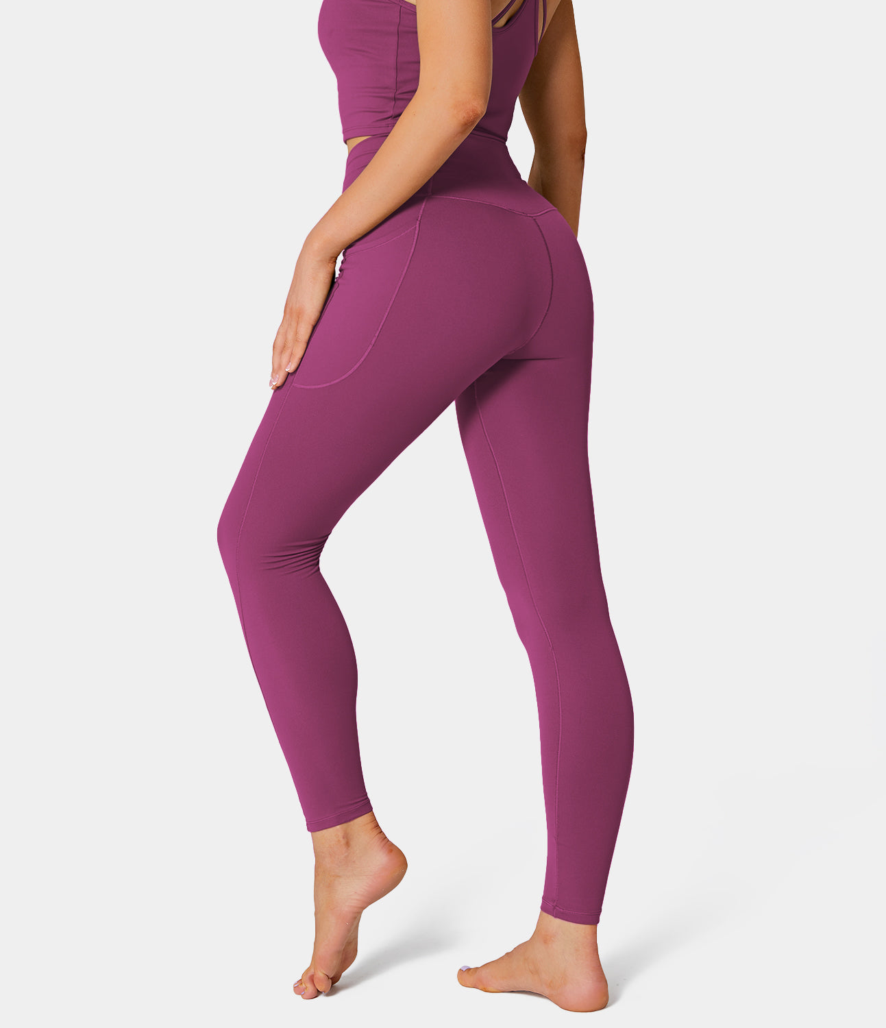 Cloudful® Crossover Pocket Plain 7/8 Leggings-xinru shop