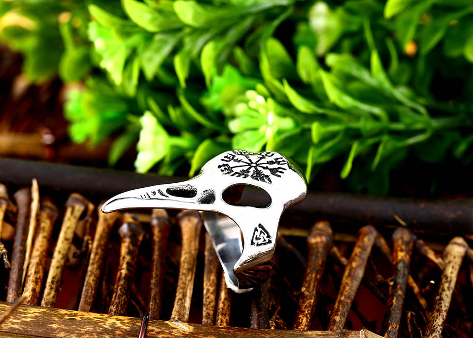 Runic Raven Skull Pendant Necklace Nordic Vikings Celtic Knot Jewelry-xinru