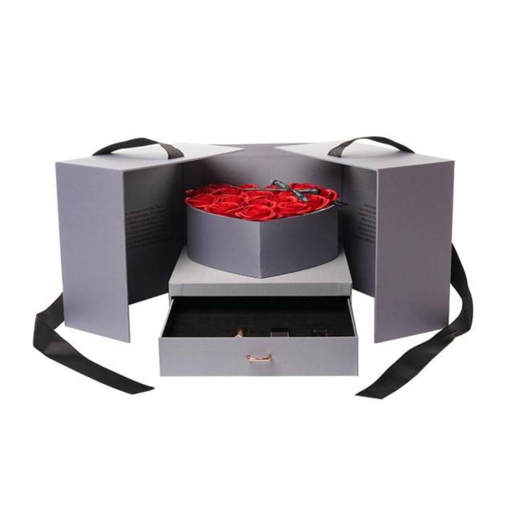 Deluxe Heart Rose Bouquet Immortal Enchanted Soap Flower With Gift Box-xinru