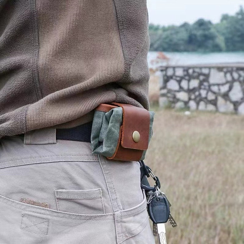 Cowhide Leather Waterproof Waxed Canvas Foraging Bag-xinru shop