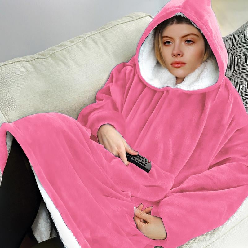 Oversized Microfiber And Sherpa Wearable Blanket Hoodie-xinru