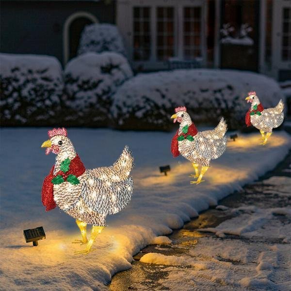 Light-Up Chicken with Scarf Christmas Holiday Decoration-xinru shop