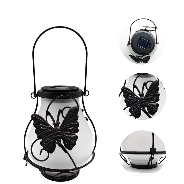 Solar Retro Lantern LED Decorative Outdoor Waterproof Garden Hanging Light-xinru