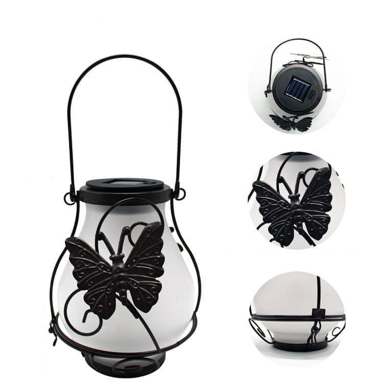Solar Retro Lantern LED Decorative Outdoor Waterproof Garden Hanging Light-xinru