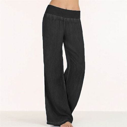 Women's High Waist Elastic Waistband Palazzo Wide Leg Yoga Pants-xinru