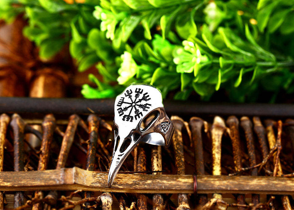 Runic Raven Skull Pendant Necklace Nordic Vikings Celtic Knot Jewelry-xinru