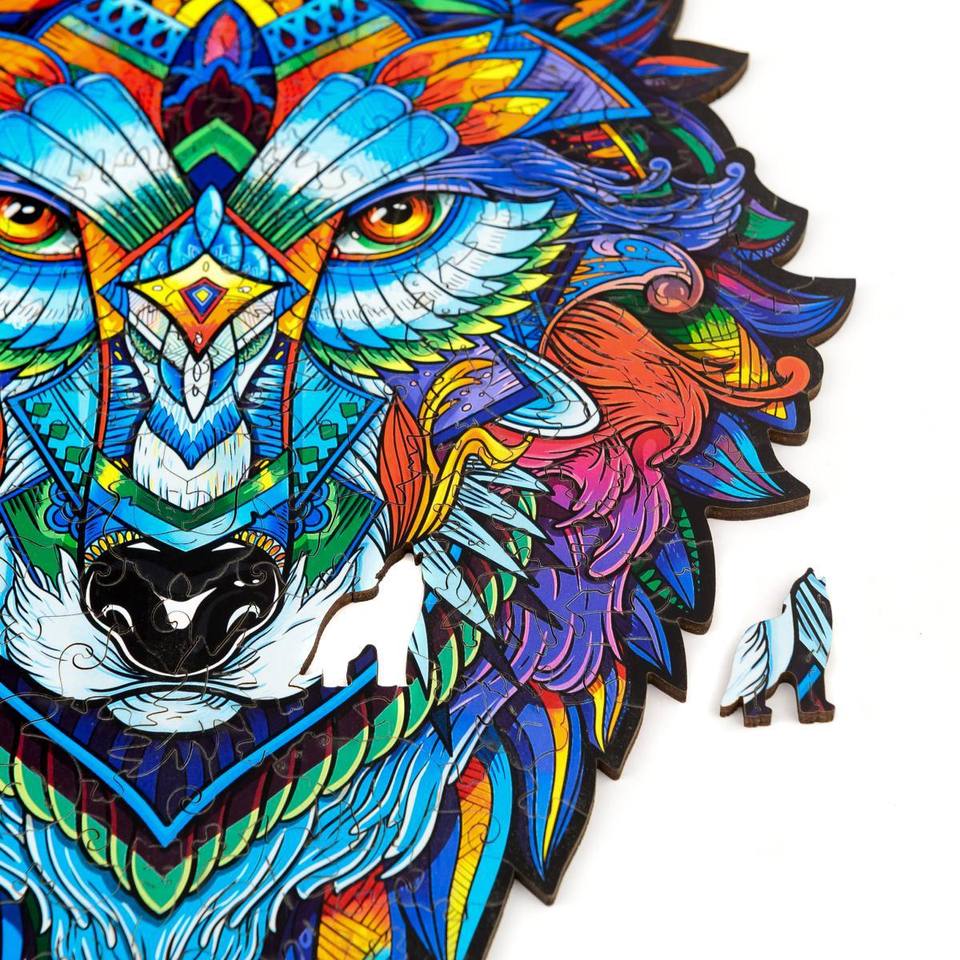 Wooden Jigsaw Puzzle Majestic Wolf With Box-xinru