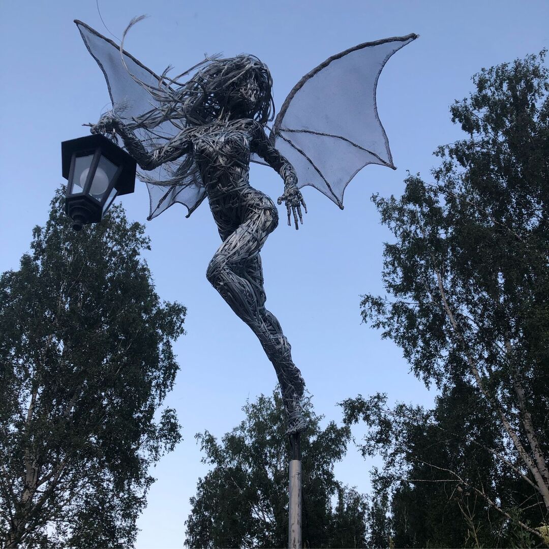 Garden Light Fairy Elf Sculpture with Flashlight Lantern-xinru