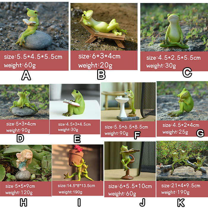 Cute Rural Cartoon Frog Resin Figurine Garden Ornament-xinru