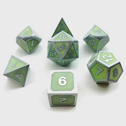 Glow In The Dark Metal Polyhedral Dice Set-xinru