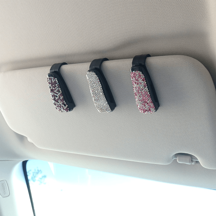 Car Visor Bling Crystal Diamond Glasses Frame Clip-xinru