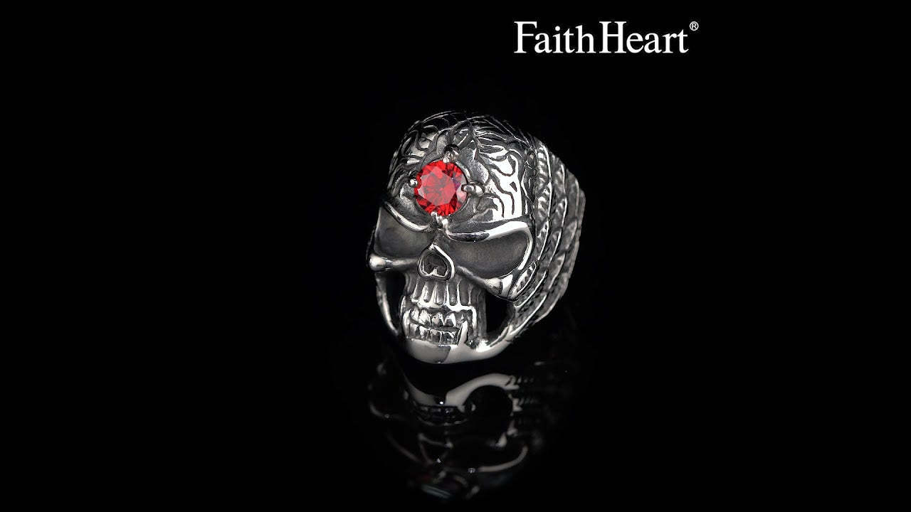 Gothic Skull Ring With Red Gem Forehead For Men-xinru