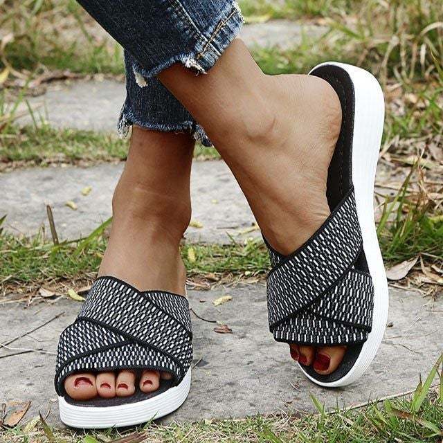 Women's Up-gradation-Stretch Cross Slide Sandals-xinru