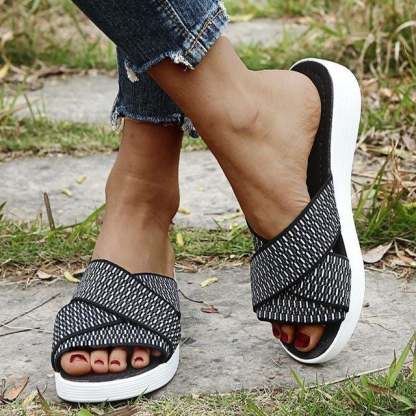 Women's Up-gradation-Stretch Cross Slide Sandals-xinru