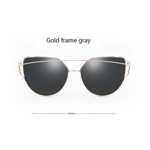 Classic Women's Fashion Metal Big Cat Eye Sunglasses-xinru