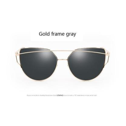 Classic Women's Fashion Metal Big Cat Eye Sunglasses-xinru