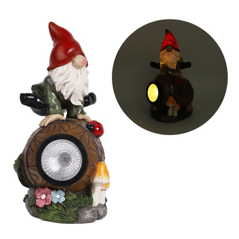 LED Landscape Light-Drunk Gnome Splitting On A Wine Barrel-xinru