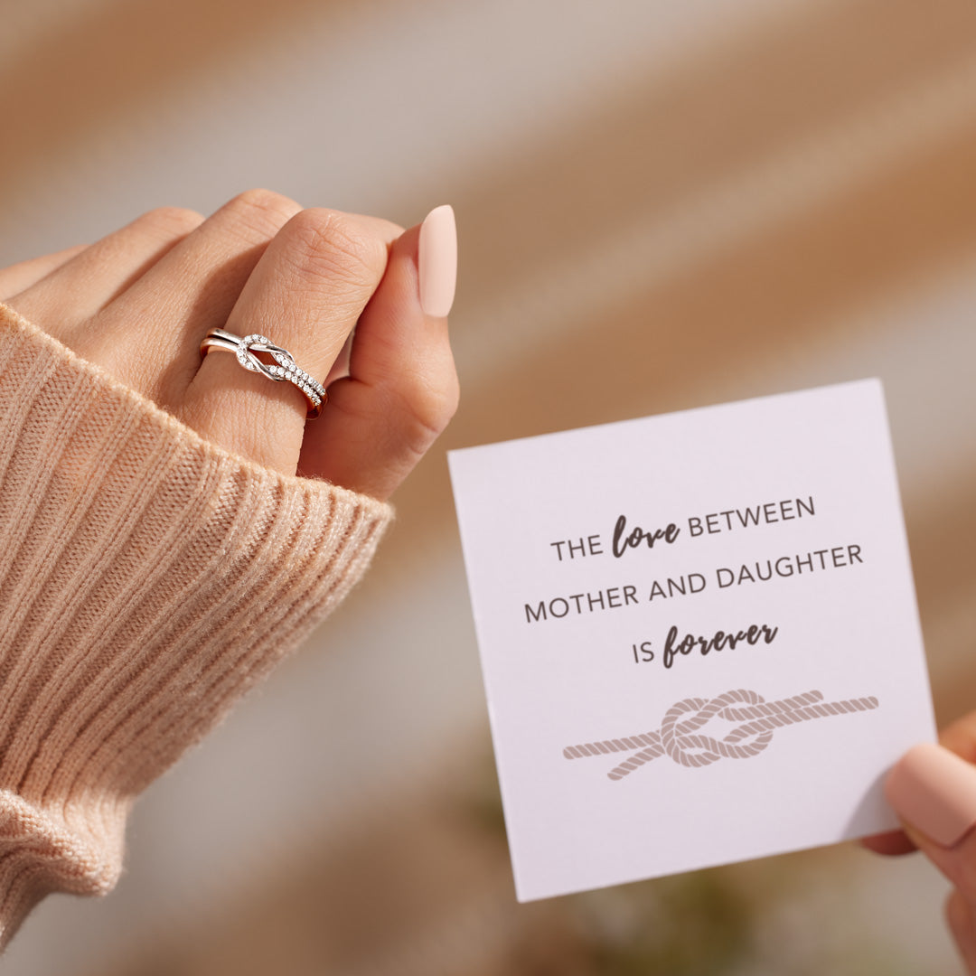 Delicate Sterling Silver Love Knot Ring Mother's Day Gift-xinru