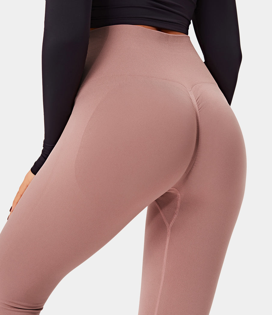 Seamless Flow High Waisted Butt Lifting Plain Full Length Leggings-xinru shop