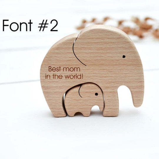 Mother's Day GiftElephant Mother And Child Wooden Ornament-xinru