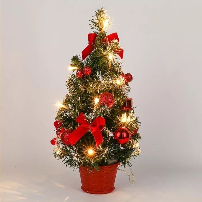 Small Prelit Artificial Tabletop Christmas Tree With Lights-xinru shop