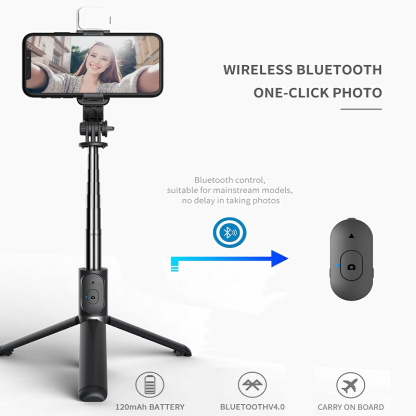 Wireless Bluetooth Selfie Stick Foldable Mini Tripod With Remote Control-xinru