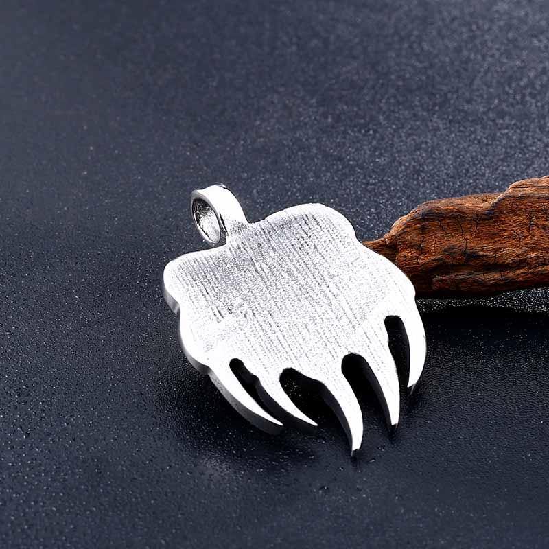 Viking Bear Paw Trinity Knot Berserker Stainless Steel Pendant Necklace-xinru