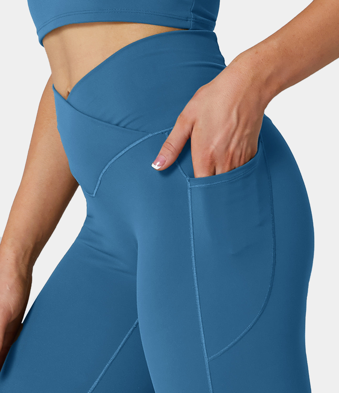 Cloudful® Crossover Pocket Plain 7/8 Leggings-xinru shop