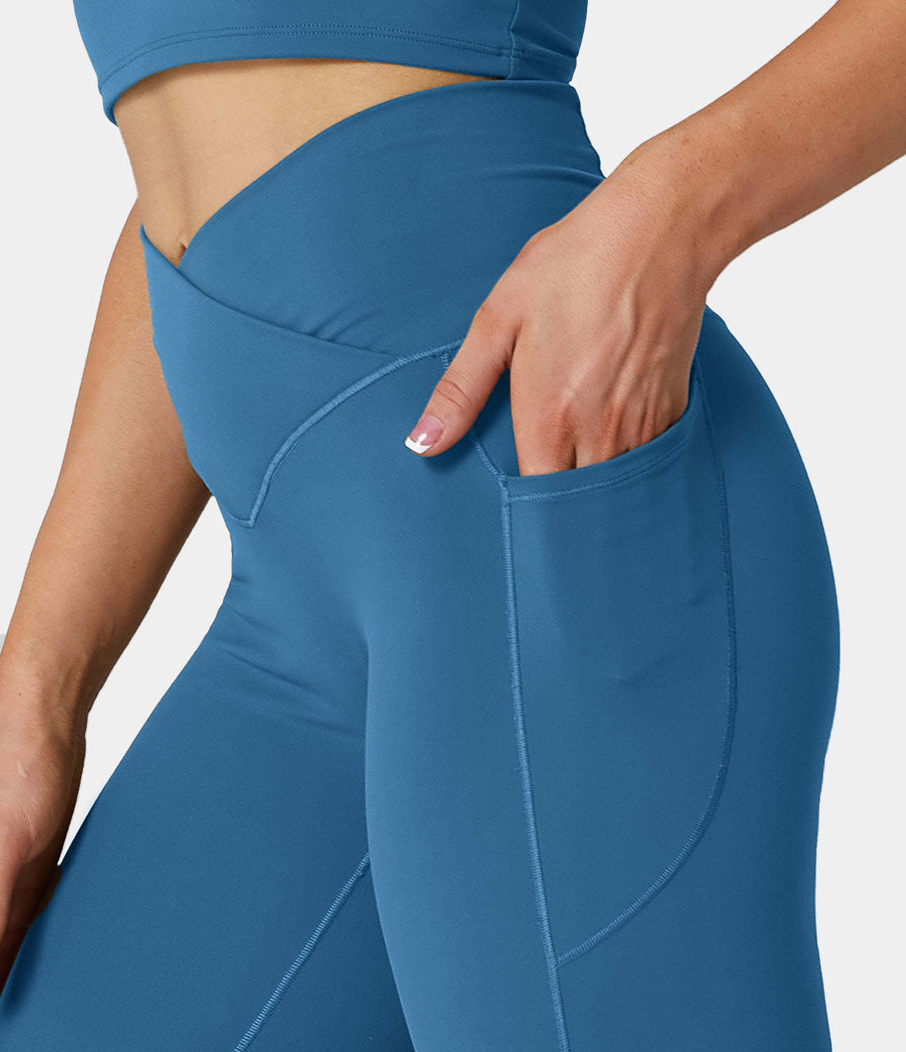 Cloudful® Crossover Pocket Plain 7/8 Leggings-xinru shop