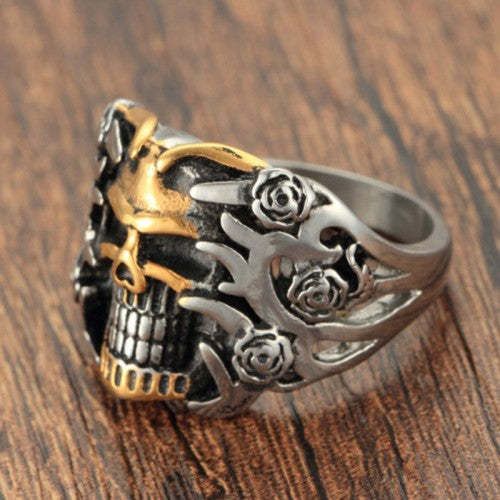 Men's Titanium Steel Ring Vintage Skull Punk  Finger Ring-xinru