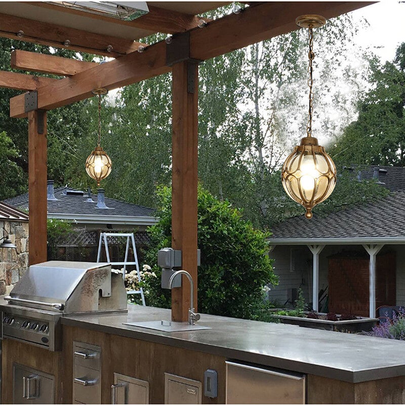 European Retro Spherical 1-Light Outdoor Waterproof Pendant Light-xinru