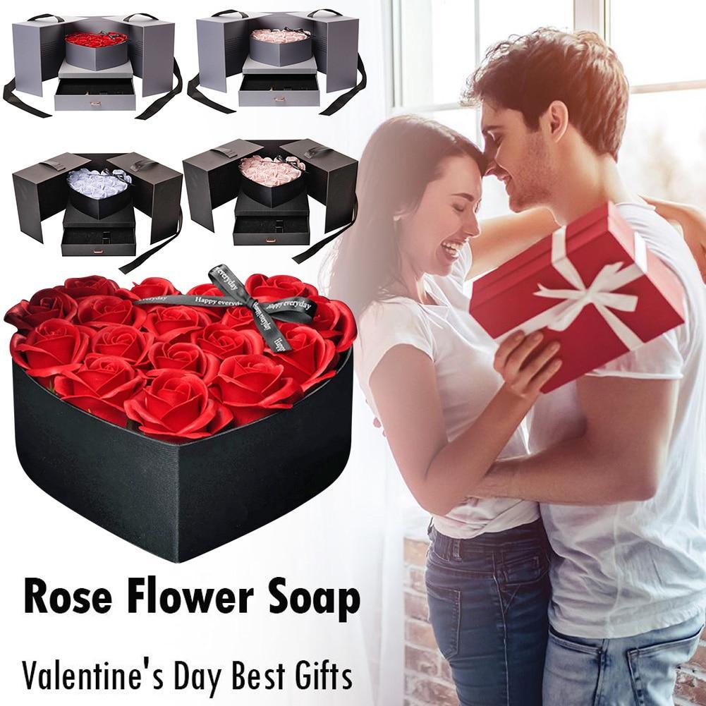 Deluxe Heart Rose Bouquet Immortal Enchanted Soap Flower With Gift Box-xinru