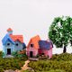 Mini Fairy Garden Miniature Resin Thatched House Micro Dollhouse Ornamen-xinru