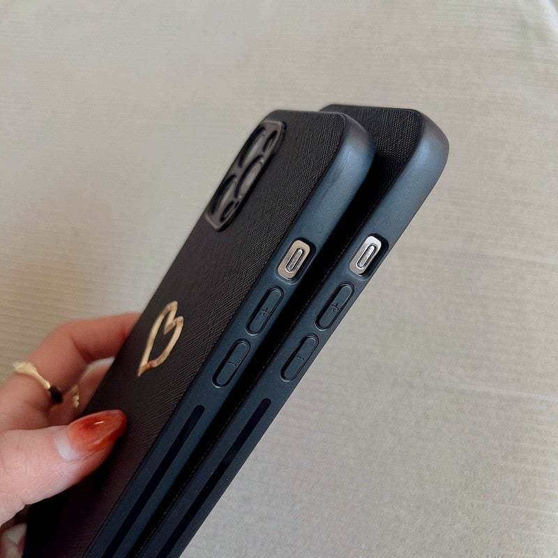 Shockproof 3D Gold Heart Case-xinru