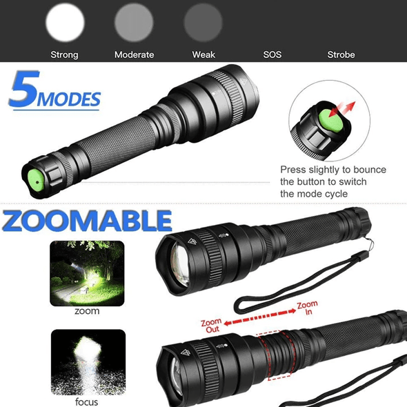 LED Tactical Flashlights Set Waterproof Zoomable Flashlights-xinru