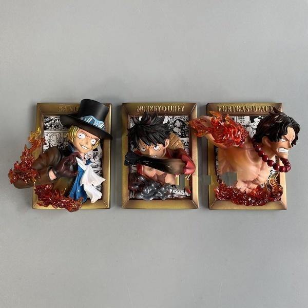 One Piece Anime Action Figure Ace Photo Frame Creative PVC Statue Gift-xinru