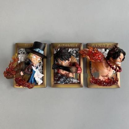 One Piece Anime Action Figure Ace Photo Frame Creative PVC Statue Gift-xinru