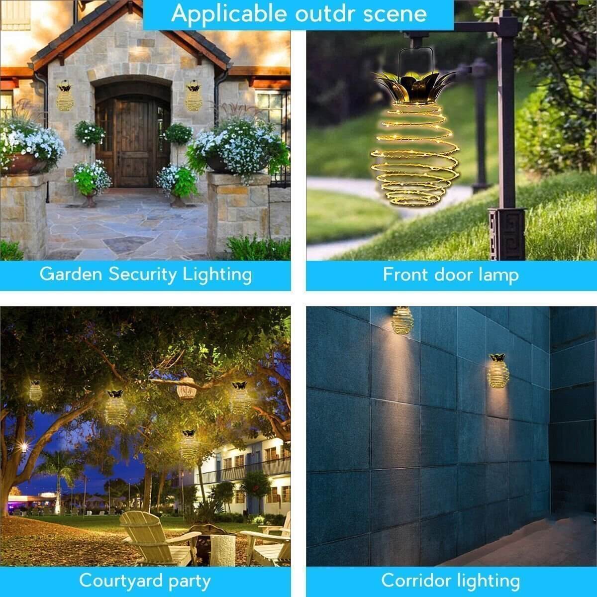 Solar Pineapple Iron Lantern LED Waterproof Hanging Lights Garden Decorative-xinru