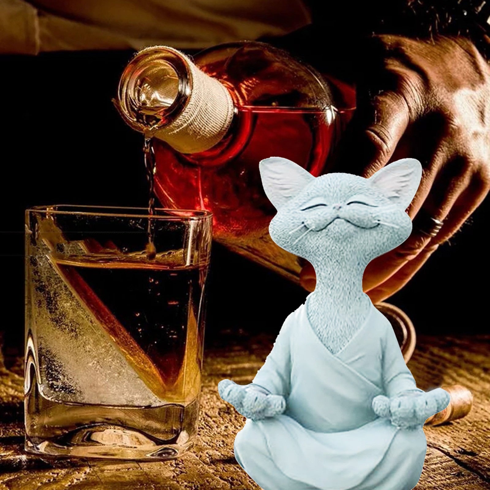 Whimsical Buddha Cat Figurine Meditation Yoga Collectible-xinru