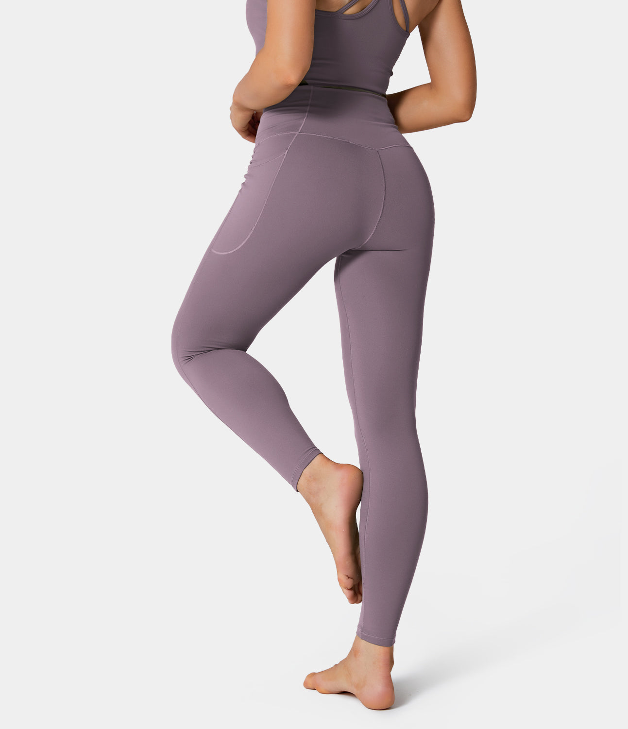 Cloudful® Crossover Pocket Plain 7/8 Leggings-xinru shop